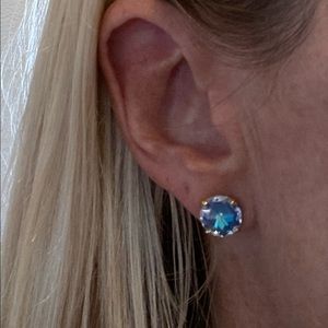 Aquamarine circle stud earrings